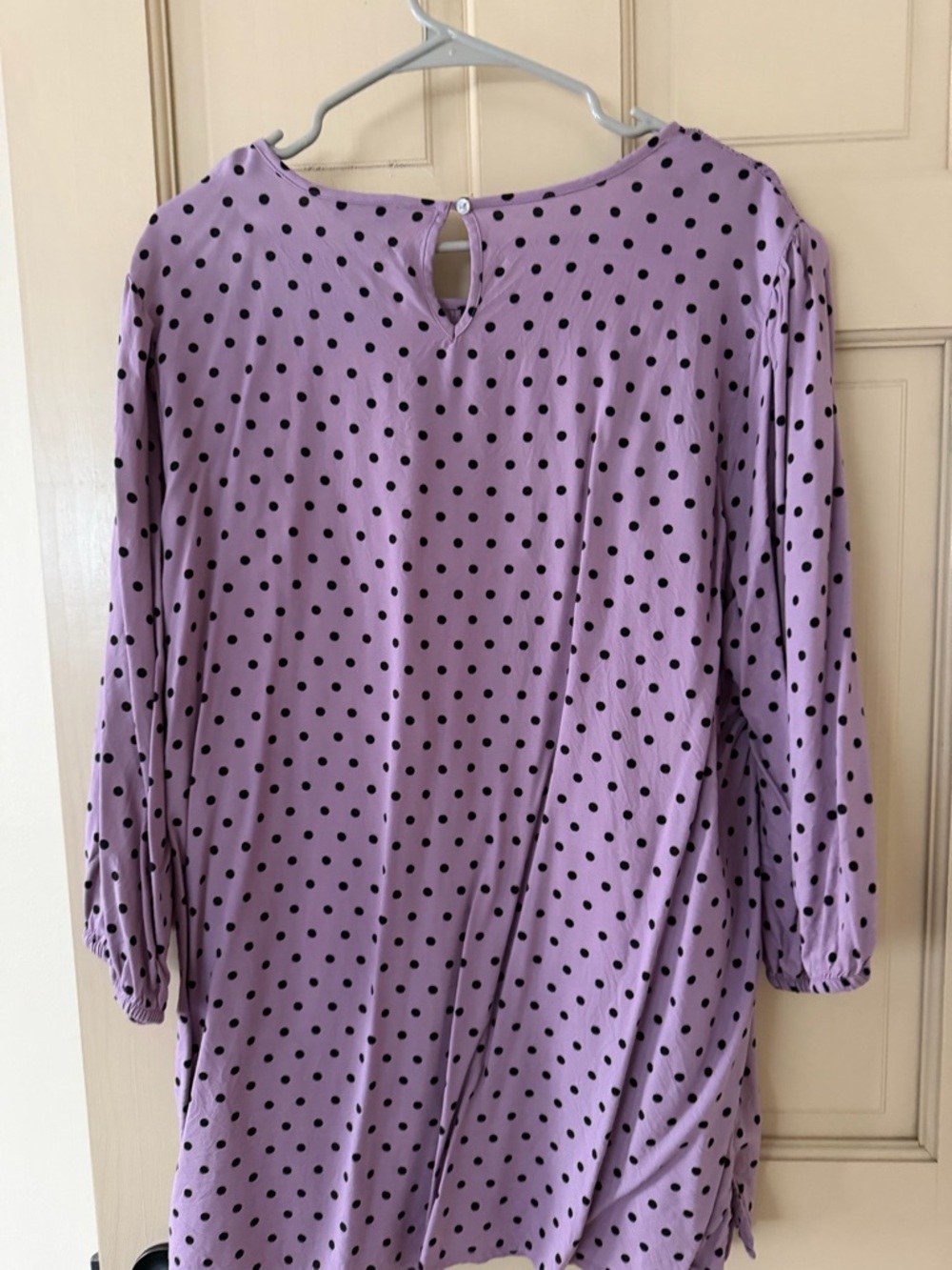 croft & barrow Lavender Polka Dot Smocked Blouse - Picture 8 of 9